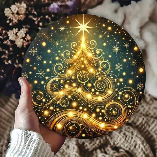 HELLOYOUNG Weihnachtsbaum-Kranz aus Eisen, rundes Metallschild für Wand und Tür zur Heimdekoration, Durchmesser: 20 cm - Bild 1