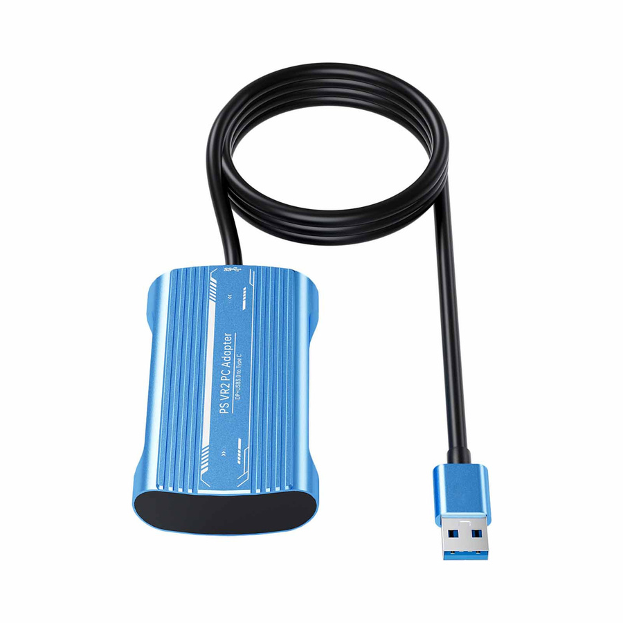 KONNWEI PC-Adapter für PSVR2 mit DisplayPort-Kabel und Netzteil in Blau mit Aluminiumgehäuse - Bild 2