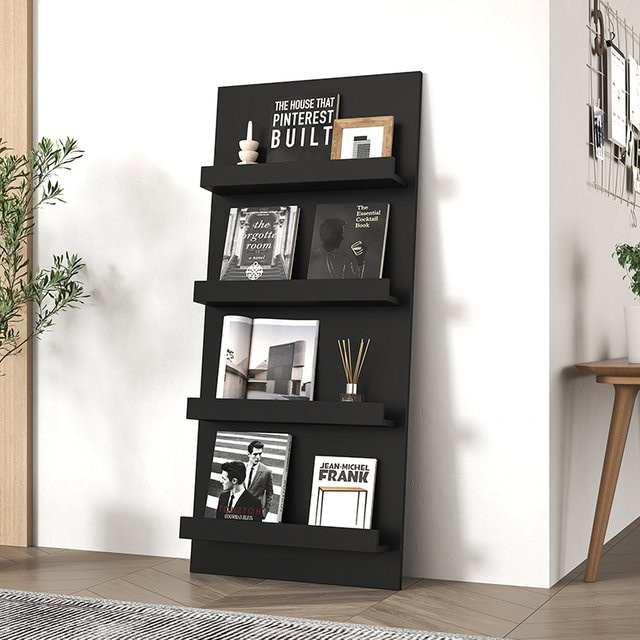 DUTRIEUX Eckregal in Schwarz, minimalistisches Wandregal im Nordic-Design aus MDF mit Rückwand und mattem Finish - Bild 1