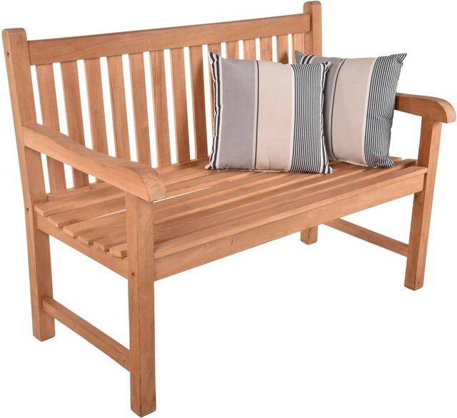 DELUKE Gartenbank MARCEL 2-Sitzer aus Teakholz in Hellbraun, wetterfest, B: 122 cm, H: 93 cm, T: 63 cm - Bild 1