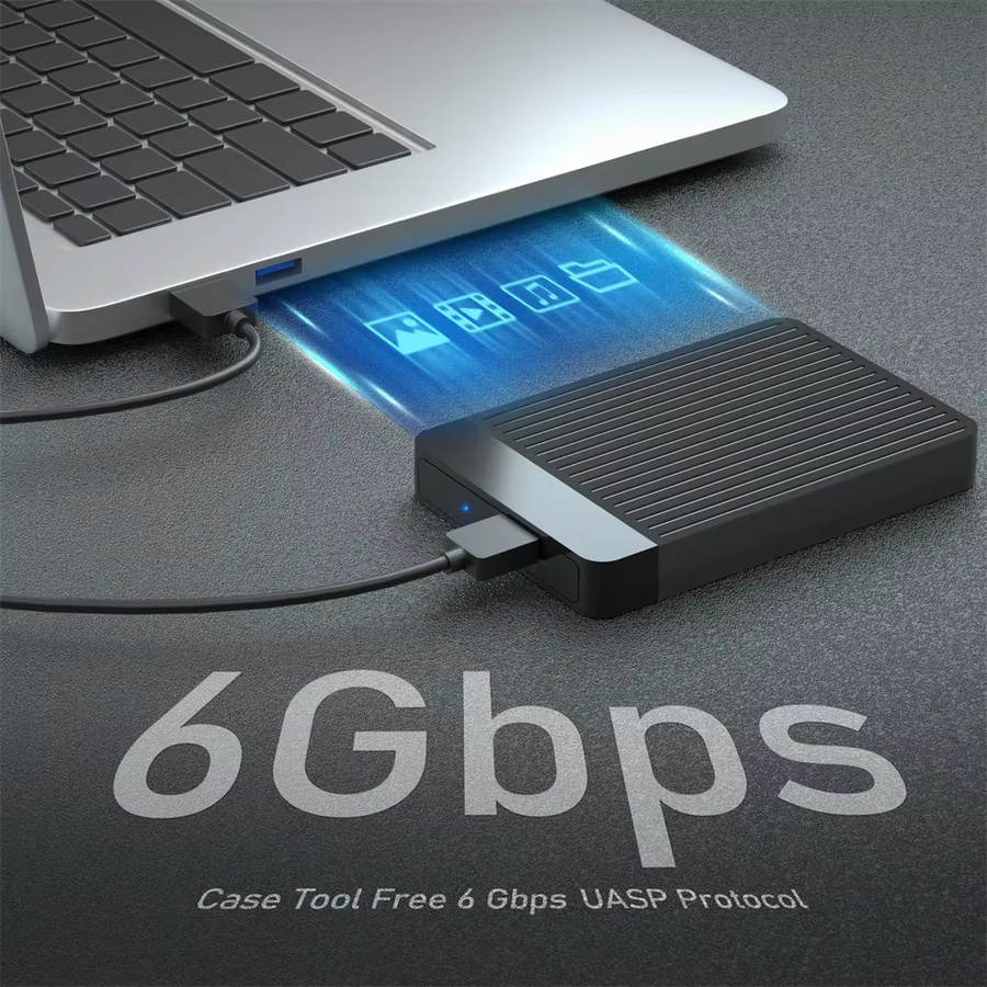 WALRAM USB-C 2,5 Zoll SATA HDD- und SSD-Gehäuse für externe Festplatten, Schwarz - Bild 4