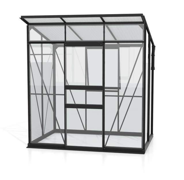 Vitavia Gewächshaus Fokus 3250 freistehend mit Pultdach und Stahlfundamentrahmen in Schwarz, 2,5 m² - Bild 1