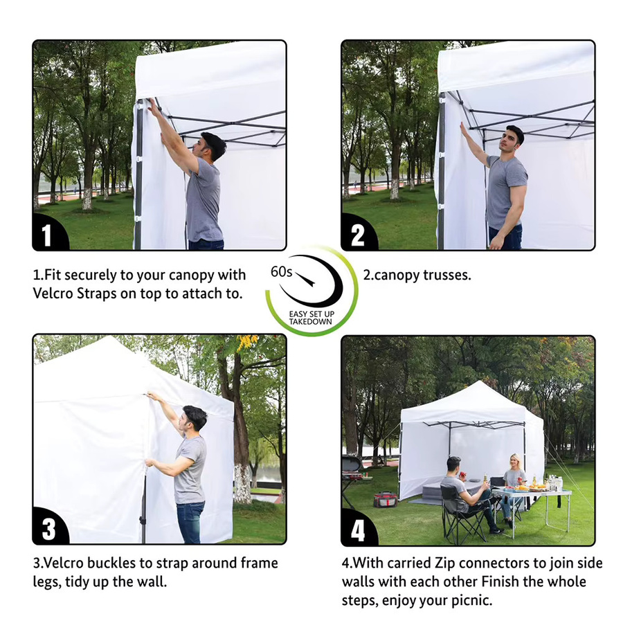 Sonuto Pop-Up Überdachungszelt wasserdicht mit belüftetem Dach für Camping und Terrasse B/T/H: 300 x 300 x 300 cm in Schwarz oder Weiß - Bild 4