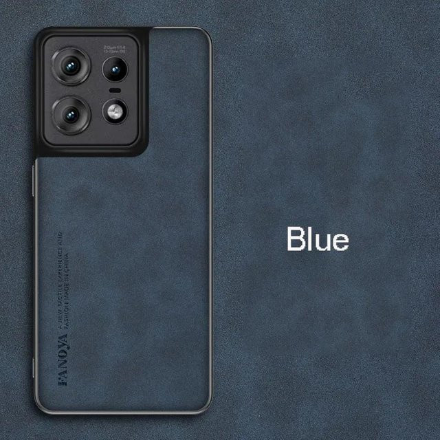 Schlichte Lederhülle für Motorola Edge 60 Neo in Blau, stoßfeste Silikon Schutzhülle mit Bumper - Bild 1