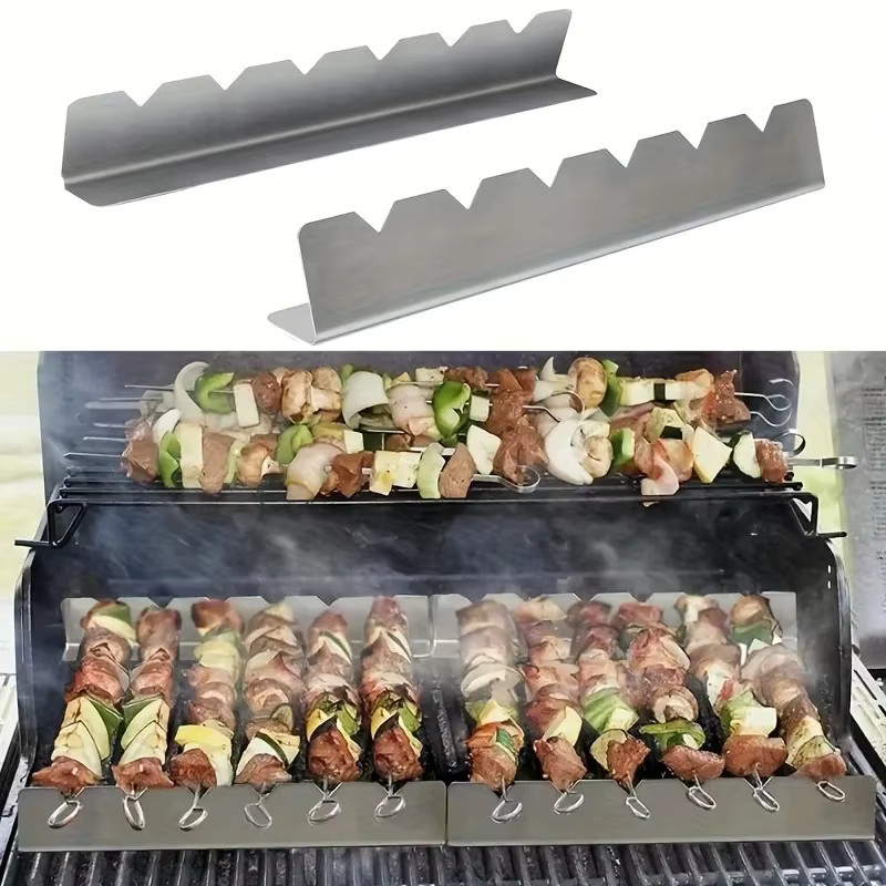 Universeller Kebab-Spießhalter aus Edelstahl in Silber, praktisches Grillwerkzeug für Küche und Outdoor, Höhe: 30 cm - Bild 5