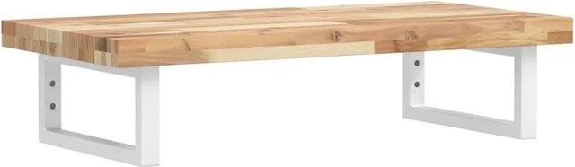 vidaXL Waschbeckenregal zur Wandmontage aus Stahl und Akazienholz in Weiß und Braun - Bild 1