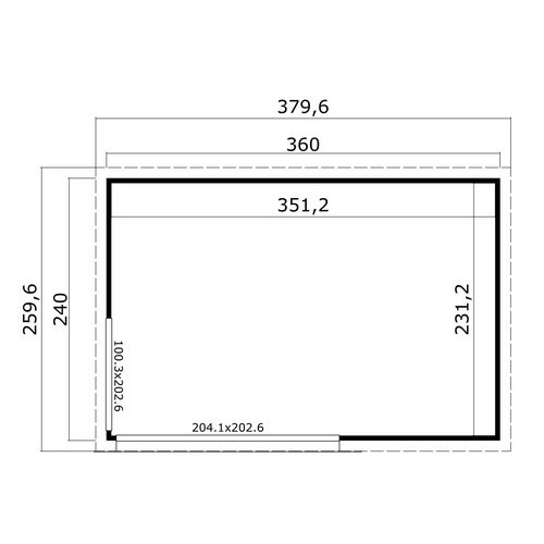 Lasita Blockbohlenhaus Austin Gartenhaus mit Flachdach in Grau, B/T/H: 379,6 x 239,4 x 259,6 cm - Bild 3