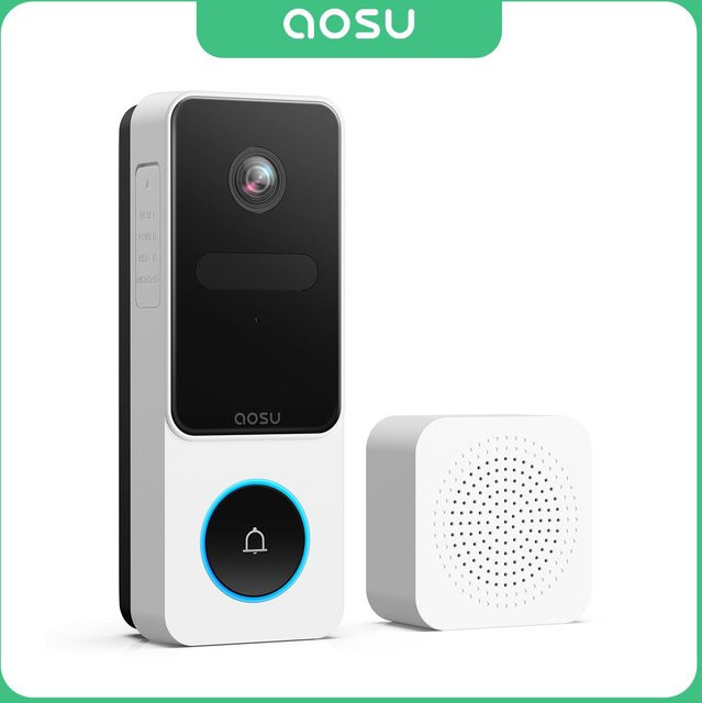 AOSU 3MP Kabellose Video-Türklingel in Weiß, Refurbished, WLAN-fähige Smart-Türklingel mit Gegensprechanlage, Personenerkennung und Alexa-Unterstützung - Bild 1