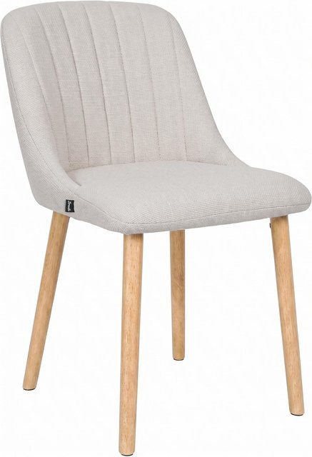CLP Esszimmerstuhl Arie gepolstert mit Lehne in Beige mit Holzgestell im Scandinavian Design für Küche und Wohnbereich - Bild 1