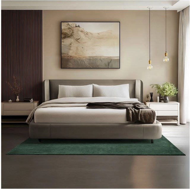 Tectake Kurzflorteppich Soft Zone in Grün mit flauschiger Oberfläche, B/T/H: 140 x 200 x 1,50 cm - Bild 1