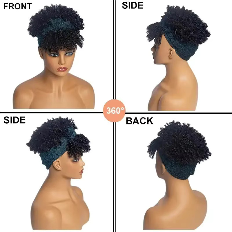 ISIGROSI Afro-Lockenperücke mit Stirnband, kurz, synthetisch, Damen - Bild 3