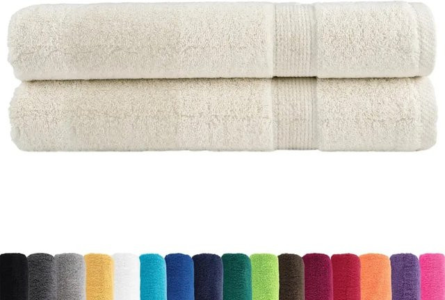 vidaXL Premium-Saunatücher SOLUND, 2er-Set, Cremeweiß, B/H: 80 x 200 cm, 600 g/m² - Bild 1