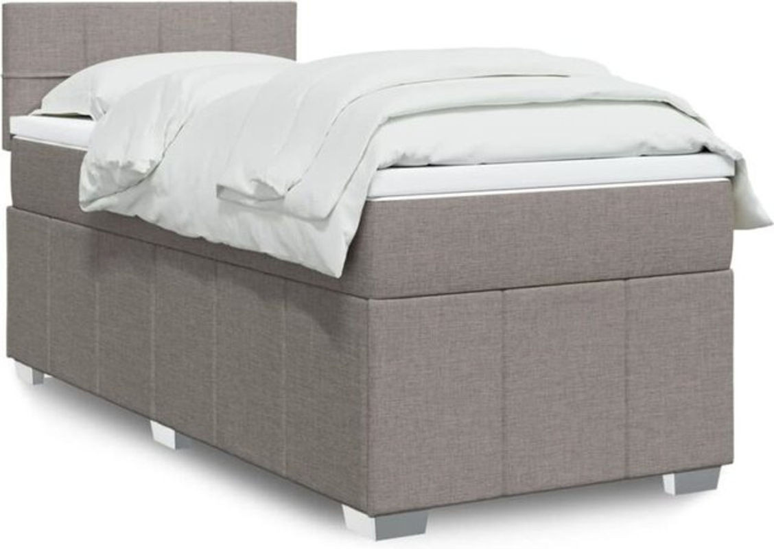 vidaxl Boxspringbett mit Matratze in Taupe meliert und Weiß, Stoff und Holzwerkstoff, B/T/H: 200 x 80 x 100,5 cm - Bild 1