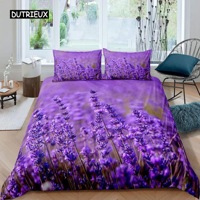 Wucifang Bags Bettwäsche-Set Lavendel mit floralem Design, 3-teilig, Lila, Polyester, B/H: 135 x 200 cm - Bild 1