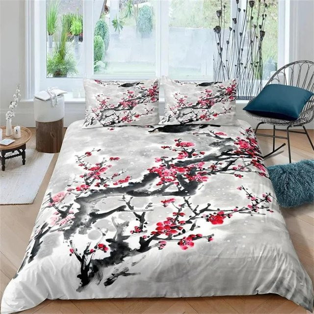 Lodestar 3D Kirschblüten Bettwäsche Set mit Kissenbezug, Floral Design, Mehrfarbig, B/T: 228 x 228 cm - Bild 1