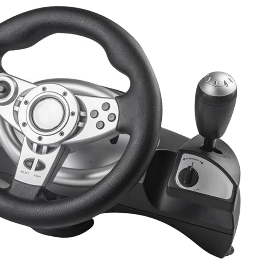 MagiDeal USB Racing Wheel Set mit Fußpedalen und Federfeedback für PS4 und PC in Schwarz - Bild 2