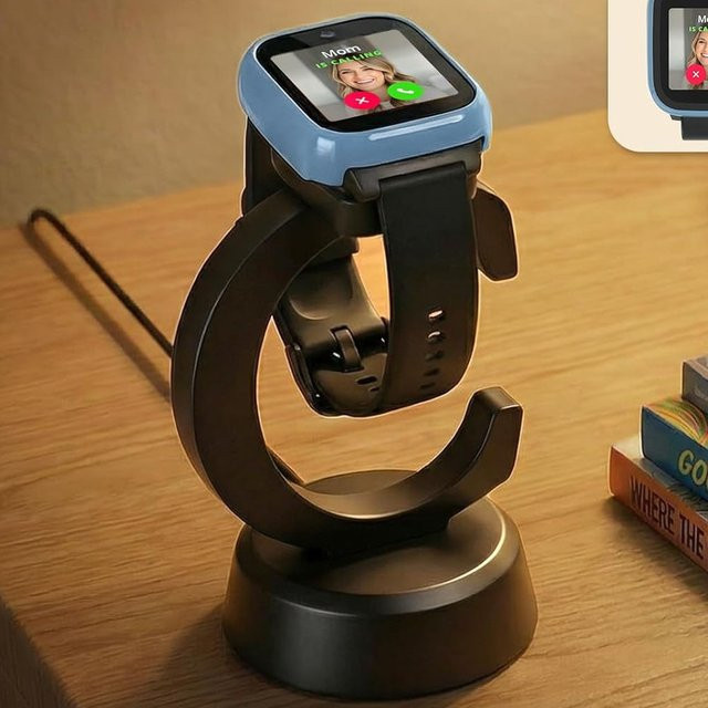 Rutschfester Ladeständer für Cosmo JrTrack 5 4 3 2 1 Kinder-Smartwatch mit USB-Kabel in Schwarz - Bild 1