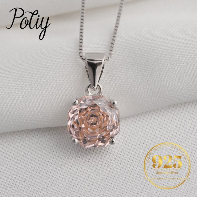 Potiy Anhänger Halskette, 925 Silber, Morganit, Zirkonia, Unisex - Bild 1