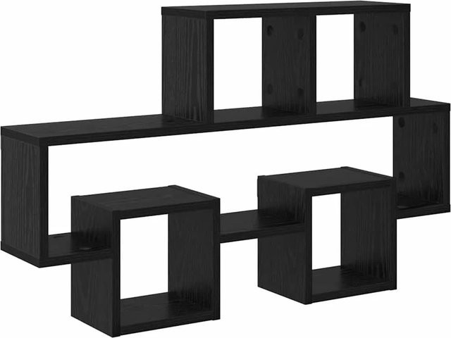 vidaXL Wandregal in Schwarz und Eichen-Optik aus Holzwerkstoff, B/T/H: 82 x 15 x 51 cm - Bild 1