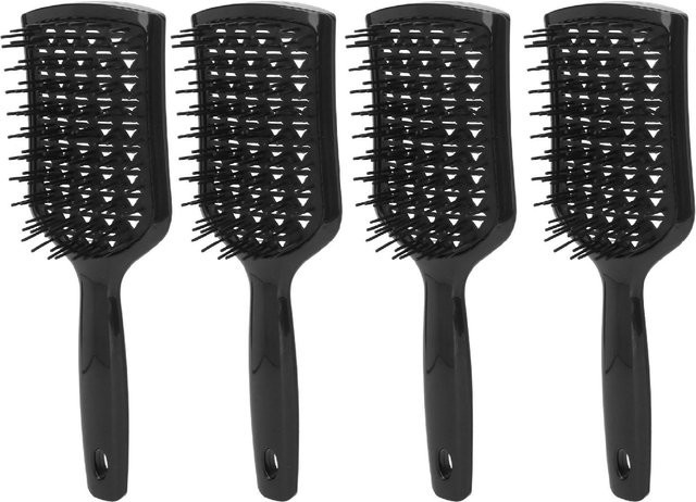 Koogeelife Haarbürste, 4 Stück, Paddel-Entwirrbürste, Schwarz, für lockiges und trockenes Haar - Bild 1