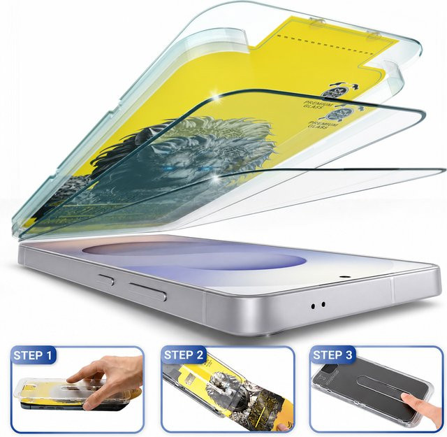 GreenHec EASY INSTALL Crystal Glass 2er Pack Displayschutz für Samsung Galaxy S25 S24 S23 S22 Ultra Plus, 9H Hartglas, transparent - Bild 1