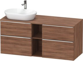 Duravit Waschtischunterschrank D-Neo in Nussbaum Natur mit Chrom-Details, B/T/H: 140 x 55 x 66,4 cm - Bild 1