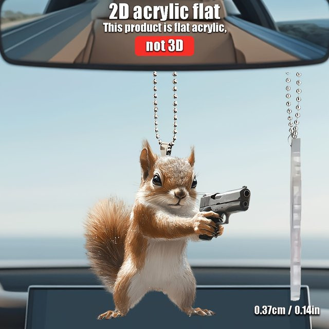 Lustiger Eichhörnchen Anhänger aus Acryl für Auto, Rucksack oder als Schlüsselanhänger - Bild 1