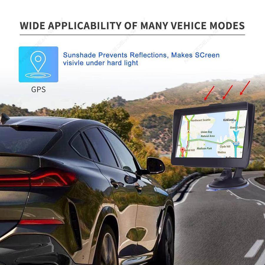 NAVIFANS GPS Navigationssystem mit 9 Zoll Touchscreen, Europa Karte, FM Radio und Sonnenschirm in Schwarz - Bild 2