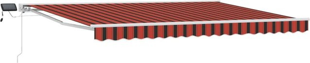 vidaXL Manueller Markisenrahmen mit LED-Beleuchtung in Orange und Schwarz, B: 450 cm, H: 300 cm - Bild 1