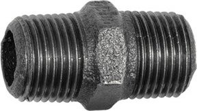 Riegler Doppelgewindenippel 280 in Schwarz aus Temperguss mit R 3/8 a. Anschlüssen - Bild 1