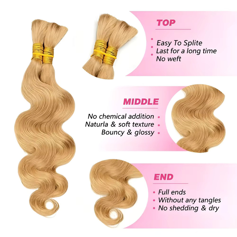 HALOQUEEN HAIR Body Wave Bulk Echthaar, 100g, Unisex - Bild 2