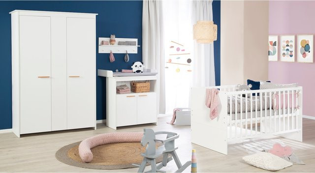 Roba Kinderzimmerset Anton in Weiß bestehend aus Kinderbett, Wickelkommode und Kleiderschrank - Bild 1