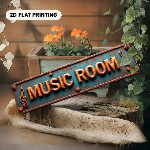 HELLOYOUNG Musik Wandschild aus Metall im Retro-Design, Farbe: Grün, Breite: 10 cm, Höhe: 40 cm - Bild 1