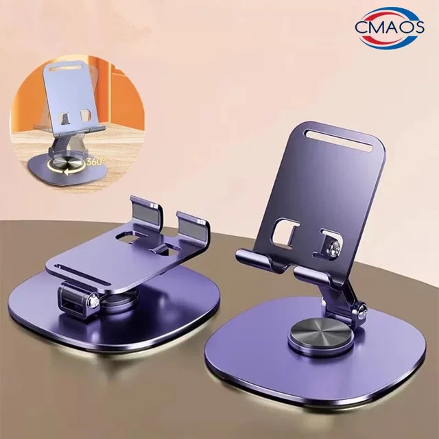 Elough 360 Grad drehbarer tragbarer Tablet-Halter und faltbarer Handy-Ständer für iPad, iPhone 15 und Xiaomi in Grau - Bild 1