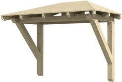Skan Holz Haustür-Vordach Wismar 1 aus nordischer Fichte in Natur Beige, Breite: 258 cm, Tiefe: 126 cm - Bild 1
