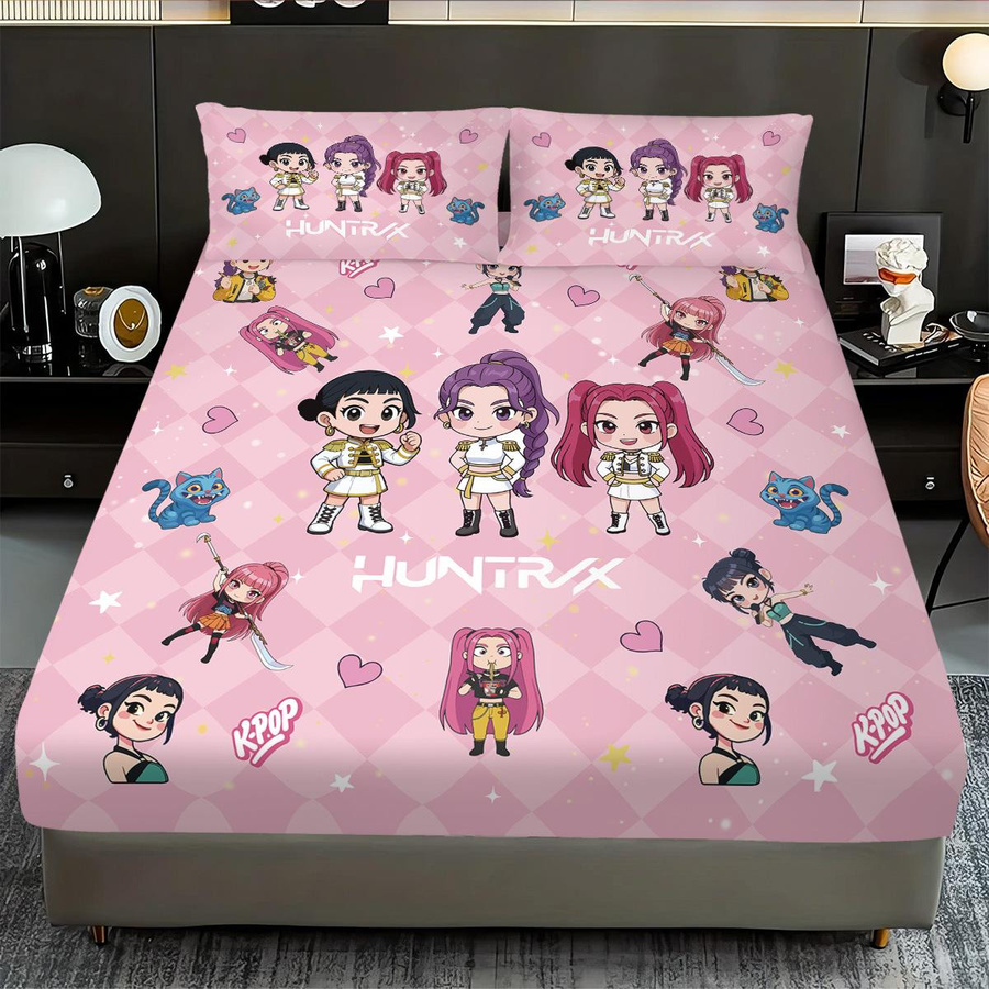 3-teiliges K-Pop Demon Hunters Bettwäsche-Set mit Reißverschluss, weiche Bettdecke und Bettlaken, B/T/H: 100 x 191 cm - Bild 2