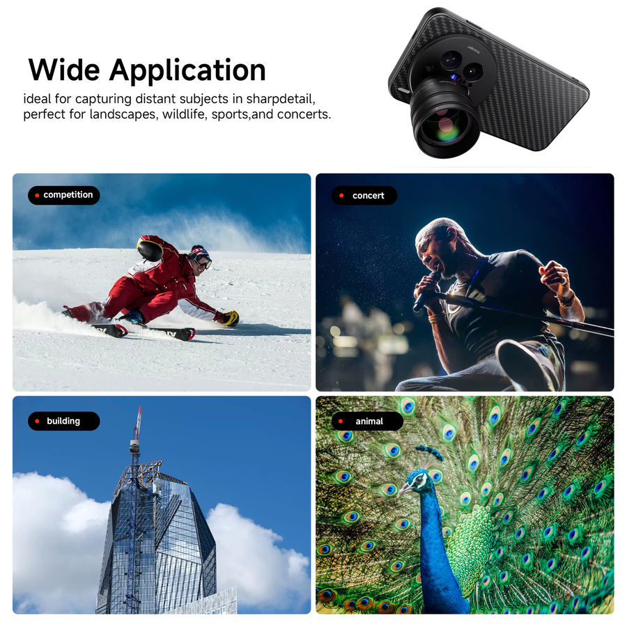 PICKOGEN 2er Set Telekonverter für Handy-Kamera, 240mm Teleobjektiv mit Handyhülle für vivo X300 pro und X200 ultra, Schwarz - Bild 2