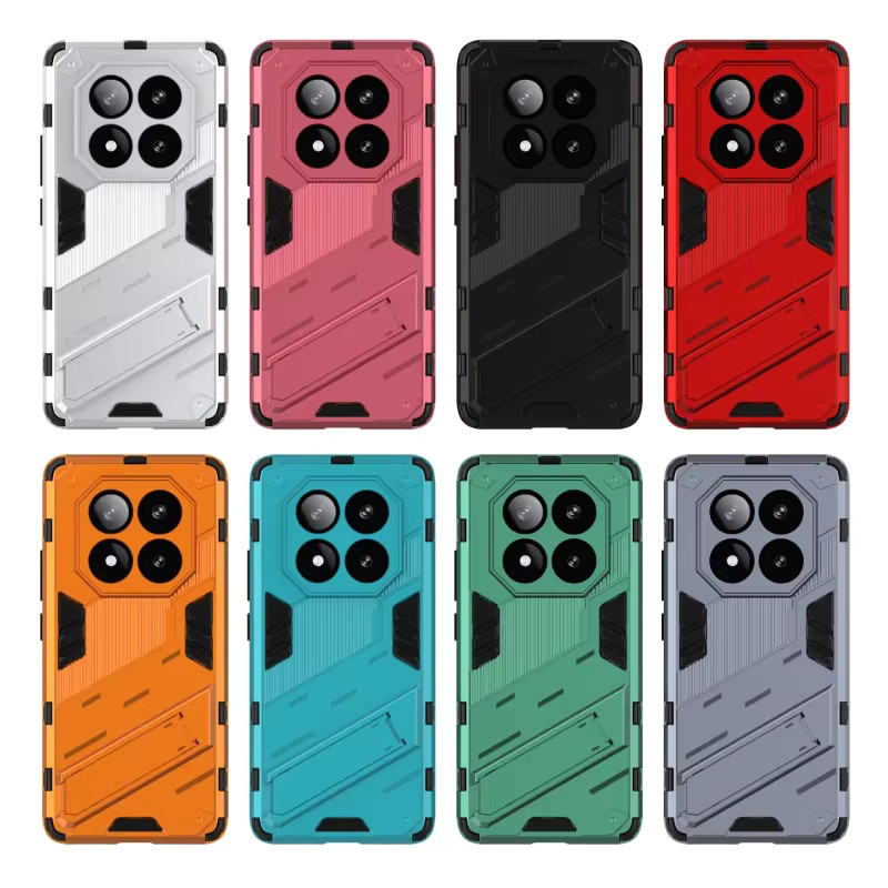 Stoßfeste Schutzhülle für Xiaomi Redmi 14 Pro Plus und Redmi 14C mit integriertem Ständer in Schwarz oder Grau - Bild 5