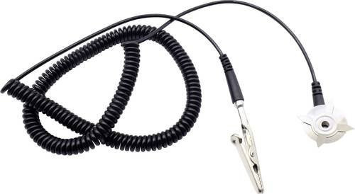 Quadrios ESD-Erdungskabel Schwarz mit Krokodilklemme, Druckknopf 10 mm und Stecker, Länge: 3,00 m - Bild 1