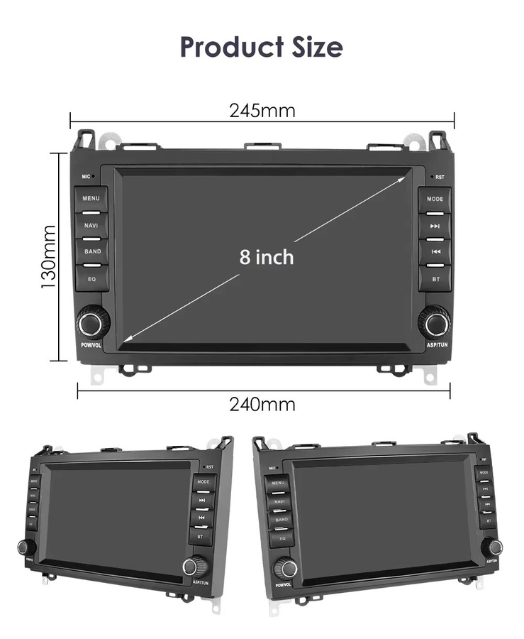 OSSURET Android 12 Autoradio mit Apple CarPlay und GPS für Mercedes-Benz A-, B-, V-Klasse, B200, W169, W245, W639, W906 Sprinter in Schwarz - Bild 5