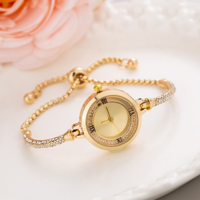 Armbanduhr Gold, Diamantbesetzt, Milanaise, Damen - Bild 1