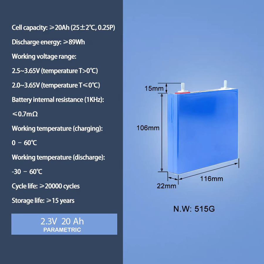 HAKADI LTO-Prismatik-Batterie mit original Toshiba-Zellen, 2,3 V 20 Ah, blau, Hochleistungsentladung für niedrige Temperaturen - Bild 4