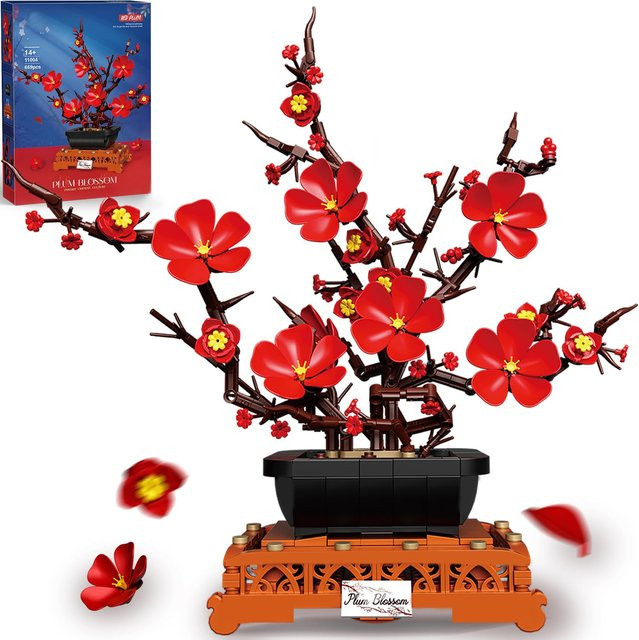 AMAZINGBLOKS Pflaumenblüten-Bonsai Bausatz aus 669 Teilen in Lila, kreatives Blumenmodell aus Kunststoff zur Tischdekoration - Bild 1