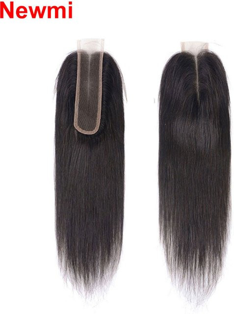Newmi Echthaar Extensions, 2x6 Spitze Verschluss, Transparent, Glattes Haar - Bild 1
