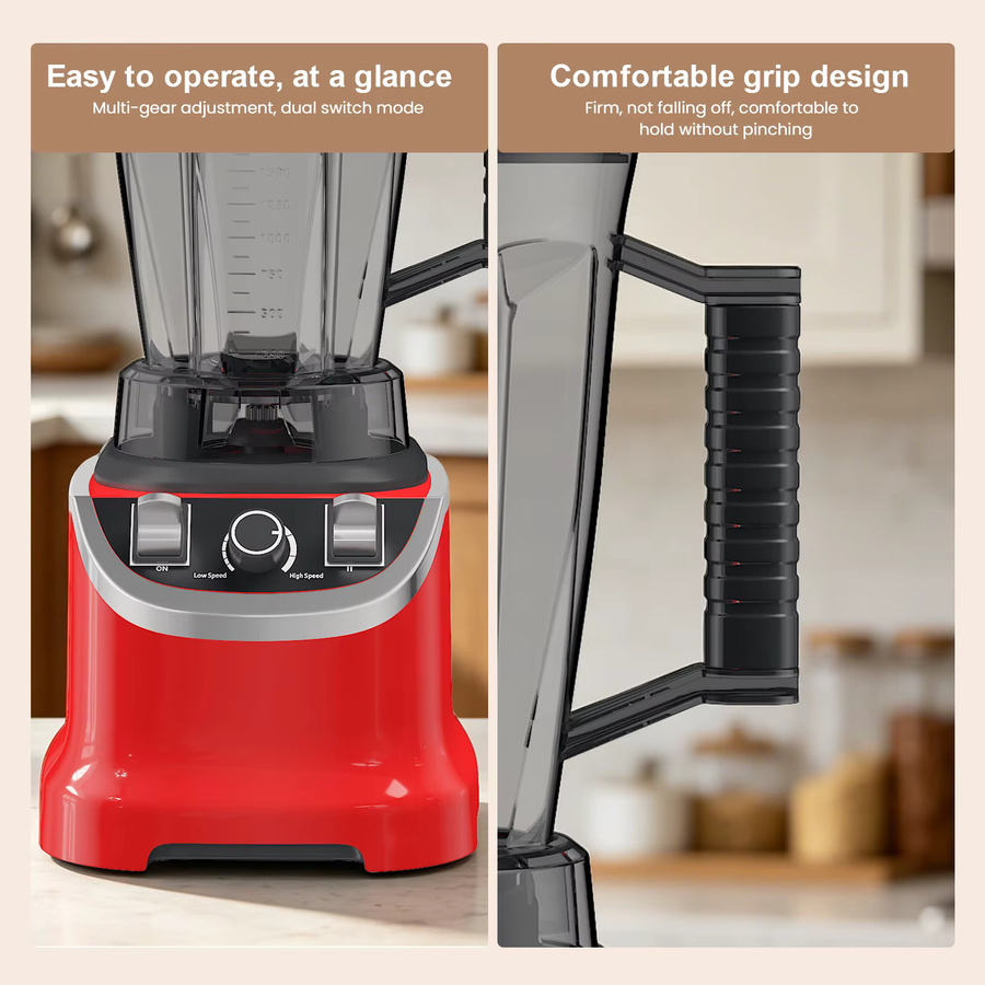 Betuyoo 8-in-1 Multifunktionaler Mixer in Rot, 9500W Hochgeschwindigkeitsmixer mit 3L Volumen und 32000RPM, Küchenmaschine als Entsafter, Fleischzerkleinerer und Smoothie-Maker - Bild 3