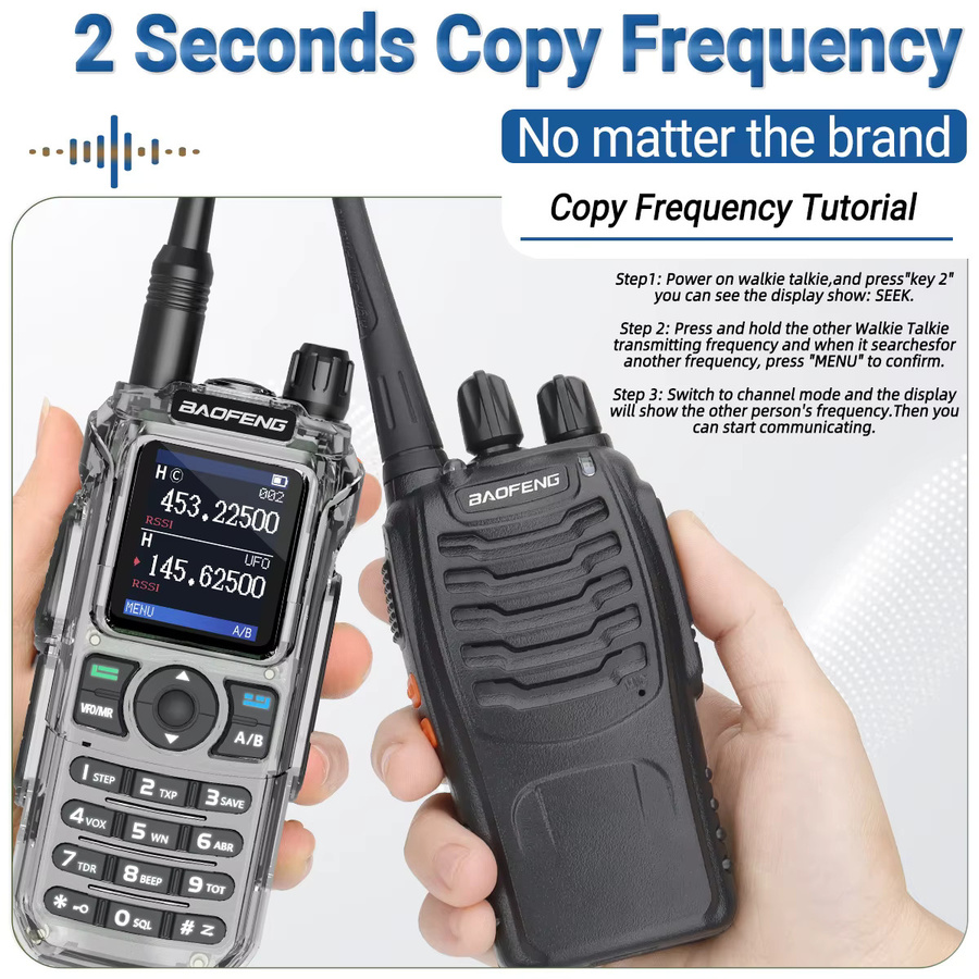 Baofeng UV-21 PRO V4 Walkie-Talkie 10W Hochleistungs-Multiband Langstrecken-Funkgerät mit Frequenzkopierfunktion in Grau - Bild 3