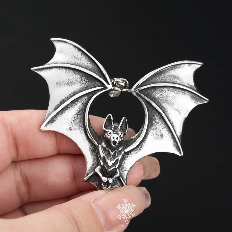 owlucky Halskette Fledermaus Anhänger, Edelstahl, Silber, Unisex - Bild 2