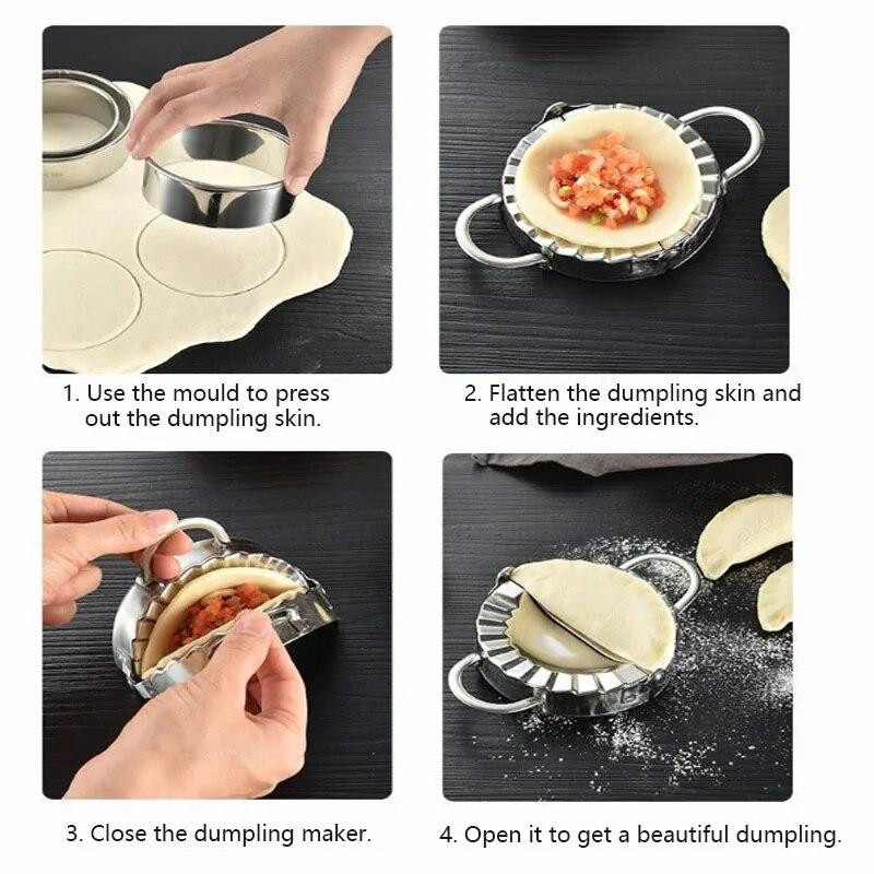 Love Home Garden Knödel-Maker aus Edelstahl in Silber als manuelle Knödelform und Jiaozi-Maker für dein Küchenzubehör - Bild 3