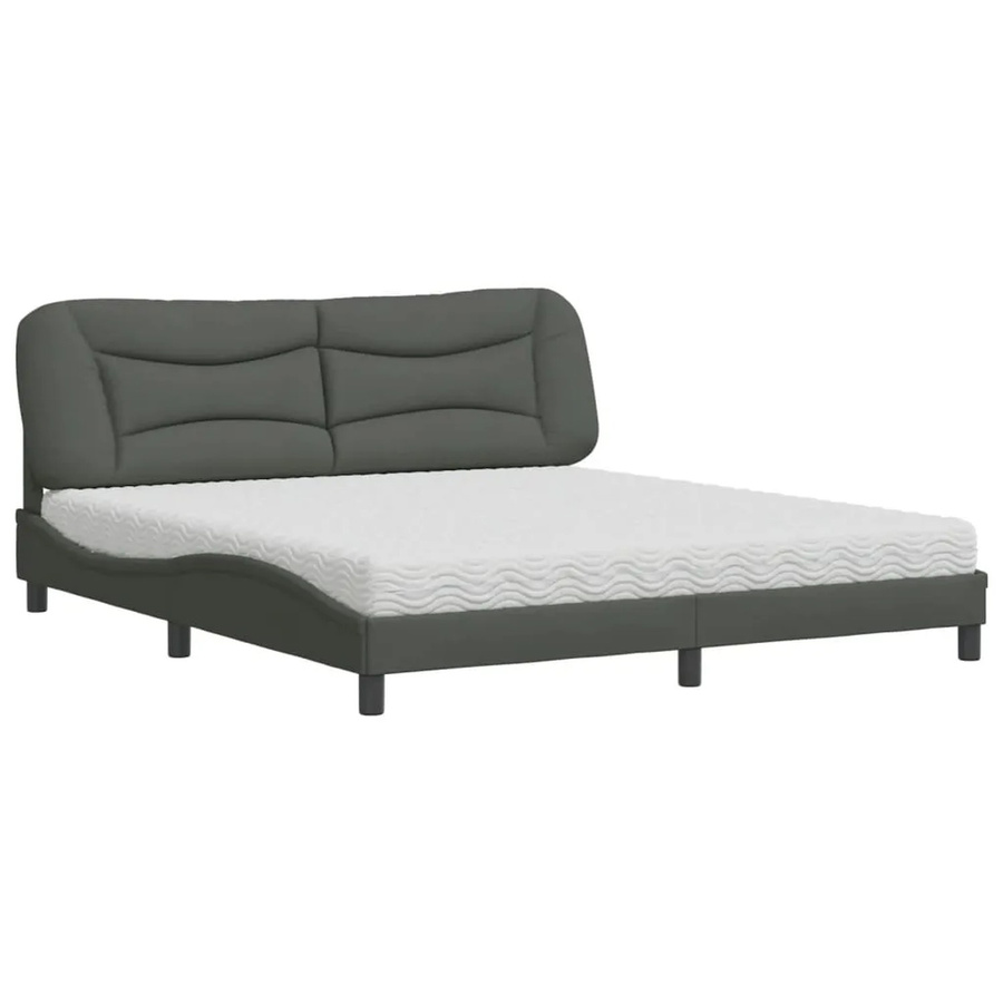 vidaXL Bett mit Matratze in Grau aus Stoff und Kiefernholz, B/T: 180 x 200 cm - Bild 2