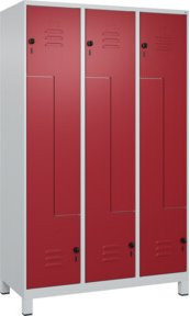 C+P Z-Spind Classic PLUS mit 6 Fächern, Stahlkonstruktion, Grau/Rot, H x B x T: 195 x 120 x 50 cm - Bild 1